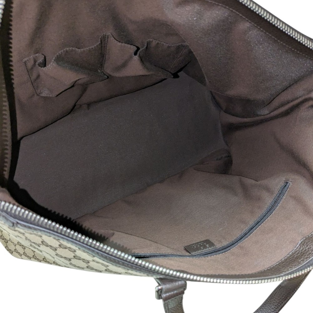 Gucci Green Brown Bag Canvas Khaki Tote - Picture 6 of 7